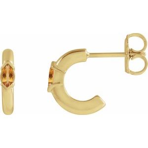 14K Yellow Gold Natural Citrine 10 mm Hoop Earrings
