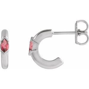 Sterling Silver Natural Rhodolite Garnet 10 mm Hoop Earrings