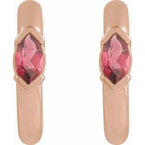 14K Rose Gold Natural Rhodolite Garnet 10 mm Hoop Earrings – image 2