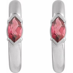 Sterling Silver Natural Rhodolite Garnet 10 mm Hoop Earrings – image 2