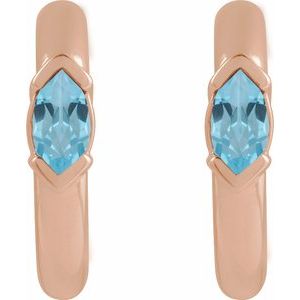 14K Rose Gold Natural Sky Blue Topaz 10 mm Hoop Earrings – image 2