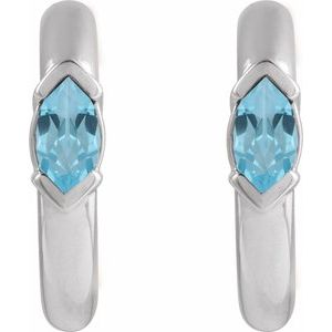Sterling Silver Natural Sky Blue Topaz 10 mm Hoop Earrings – image 2