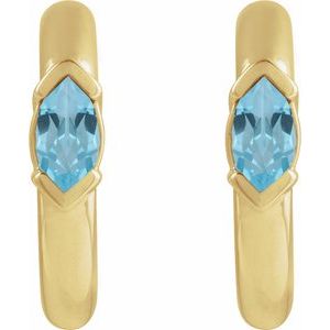 14K Yellow Gold Natural Sky Blue Topaz 10 mm Hoop Earrings – image 2