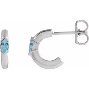 Sterling Silver Natural Sky Blue Topaz 10 mm Hoop Earrings