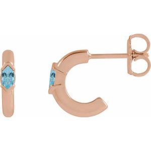 14K Rose Gold Natural Sky Blue Topaz 10 mm Hoop Earrings
