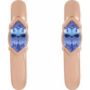 14K Rose Gold Natural Tanzanite 10 mm Hoop Earrings – image 2