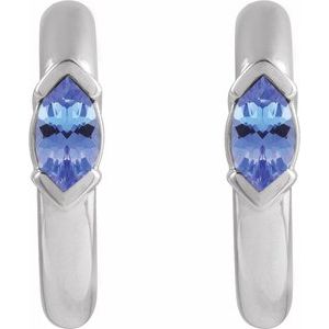 Platinum Natural Tanzanite 10 mm Hoop Earrings – image 2