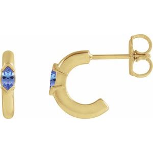 14K Yellow Gold Natural Tanzanite 10 mm Hoop Earrings