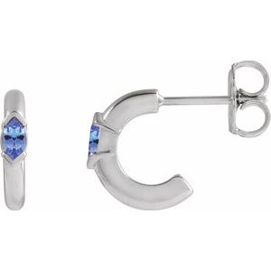Platinum Natural Tanzanite 10 mm Hoop Earrings