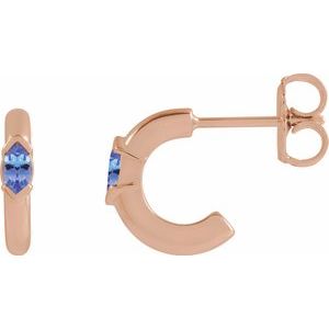 14K Rose Gold Natural Tanzanite 10 mm Hoop Earrings