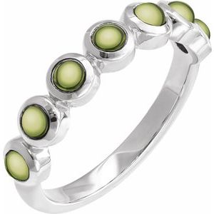 Platinum Cabochon Natural Peridot Stackable Ring