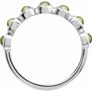 Platinum Cabochon Natural Peridot Stackable Ring