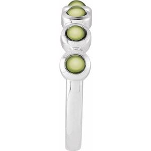 14K White Gold Cabochon Natural Peridot Stackable Ring