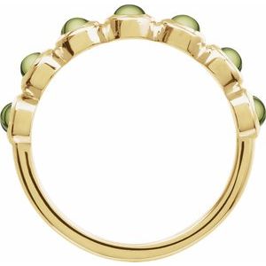 14K Yellow Gold Cabochon Natural Peridot Stackable Ring