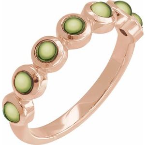 14K Rose Gold Cabochon Natural Peridot Stackable Ring