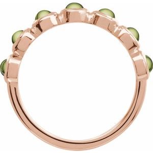 14K Rose Gold Cabochon Natural Peridot Stackable Ring
