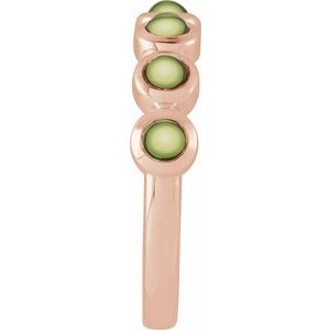 14K Rose Gold Cabochon Natural Peridot Stackable Ring