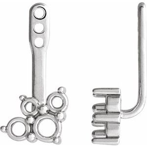 Sterling Silver Accented Left Earring Jacket Mounting