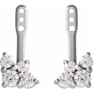 14K White Gold 3/8 CTW Natural Diamond Earring Jackets – image 2