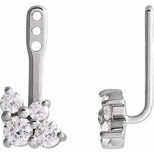 14K White Gold 3/8 CTW Natural Diamond Earring Jackets