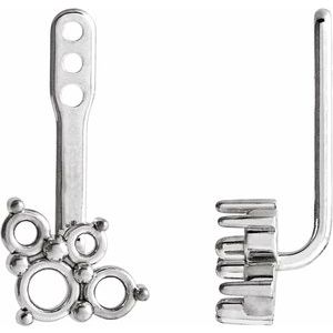 Sterling Silver Accented Right Earring Jacket Mounting