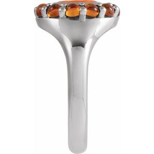 Platinum Natural Mexican Fire Opal & Natural Citrine Halo-Style Ring