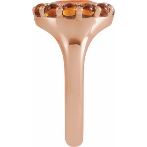 14K Rose Gold Natural Mexican Fire Opal & Natural Citrine Halo-Style Ring