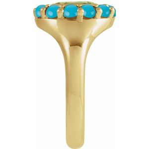 14K Yellow Gold Natural Peridot & Natural Turquoise Halo-Style Ring