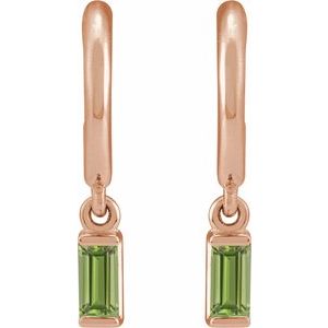 14K Rose Gold Natural Peridot 17.6 mm Hoop Earrings – image 2