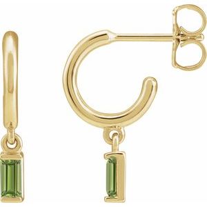 14K Yellow Gold Natural Peridot 17.6 mm Hoop Earrings