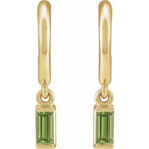 14K Yellow Gold Natural Peridot 17.6 mm Hoop Earrings
