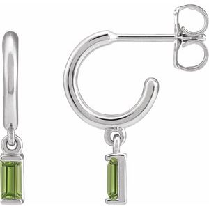 Platinum Natural Peridot 17.6 mm Hoop Earrings