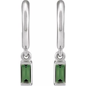 Platinum Natural Green Tourmaline 17.6 mm Hoop Earrings – image 2