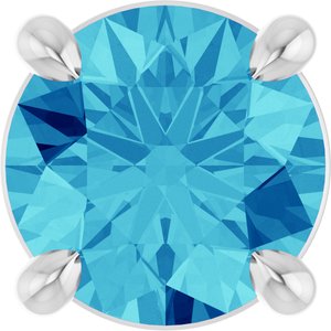 14K White Gold 5.5 mm Natural Blue Zircon Pendant