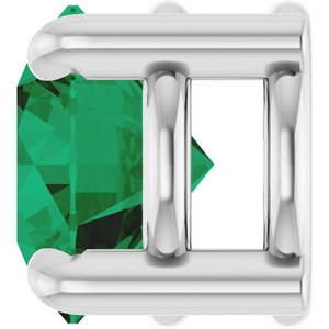 14K White Gold 5.5 mm Lab-Grown Emerald Pendant