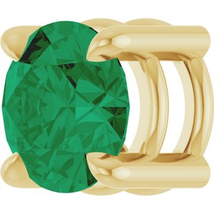 14K Yellow Gold 5.5 mm Lab-Grown Emerald Pendant