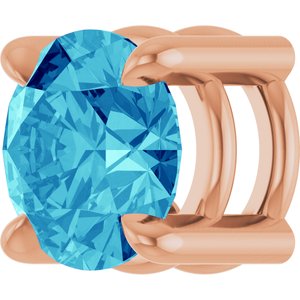 14K Rose Gold 5.5 mm Natural Blue Zircon Pendant