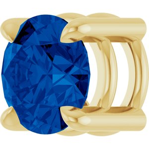 14K Yellow Gold 5.5 mm Lab-Grown Blue Sapphire Pendant