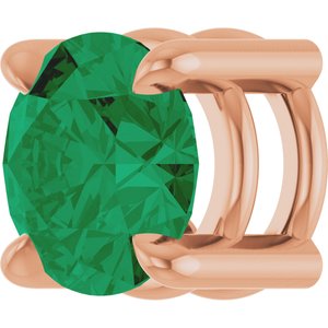 14K Rose Gold 5.5 mm Lab-Grown Emerald Pendant