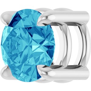 14K White Gold 5.5 mm Natural Blue Zircon Pendant