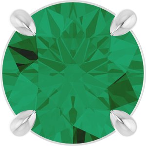 14K White Gold 6.5 mm Lab-Grown Emerald Pendant