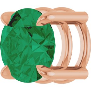 14K Rose Gold 6.5 mm Lab-Grown Emerald Pendant