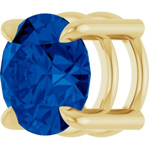 14K Yellow Gold 6.5 mm Natural Blue Sapphire Pendant