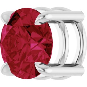14K White Gold 6.5 mm Lab-Grown Ruby Pendant