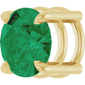 14K Yellow Gold 6.5 mm Lab-Grown Emerald Pendant