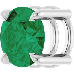 14K White Gold 6.5 mm Lab-Grown Emerald Pendant