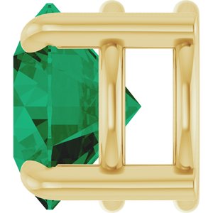 14K Yellow Gold 6.5 mm Lab-Grown Emerald Pendant