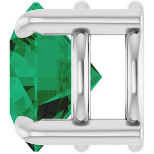 14K White Gold 6.5 mm Lab-Grown Emerald Pendant