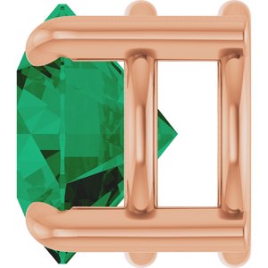 14K Rose Gold 6.5 mm Lab-Grown Emerald Pendant