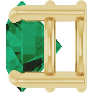14K Yellow Gold 7 mm Lab-Grown Emerald Pendant
